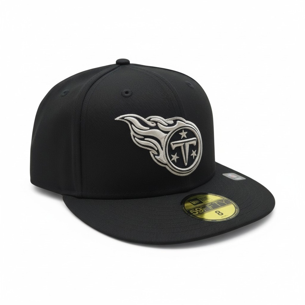 New Era 59FIFTY Tennessee Titans NFL Hat Black White Fitted Cap Size 8